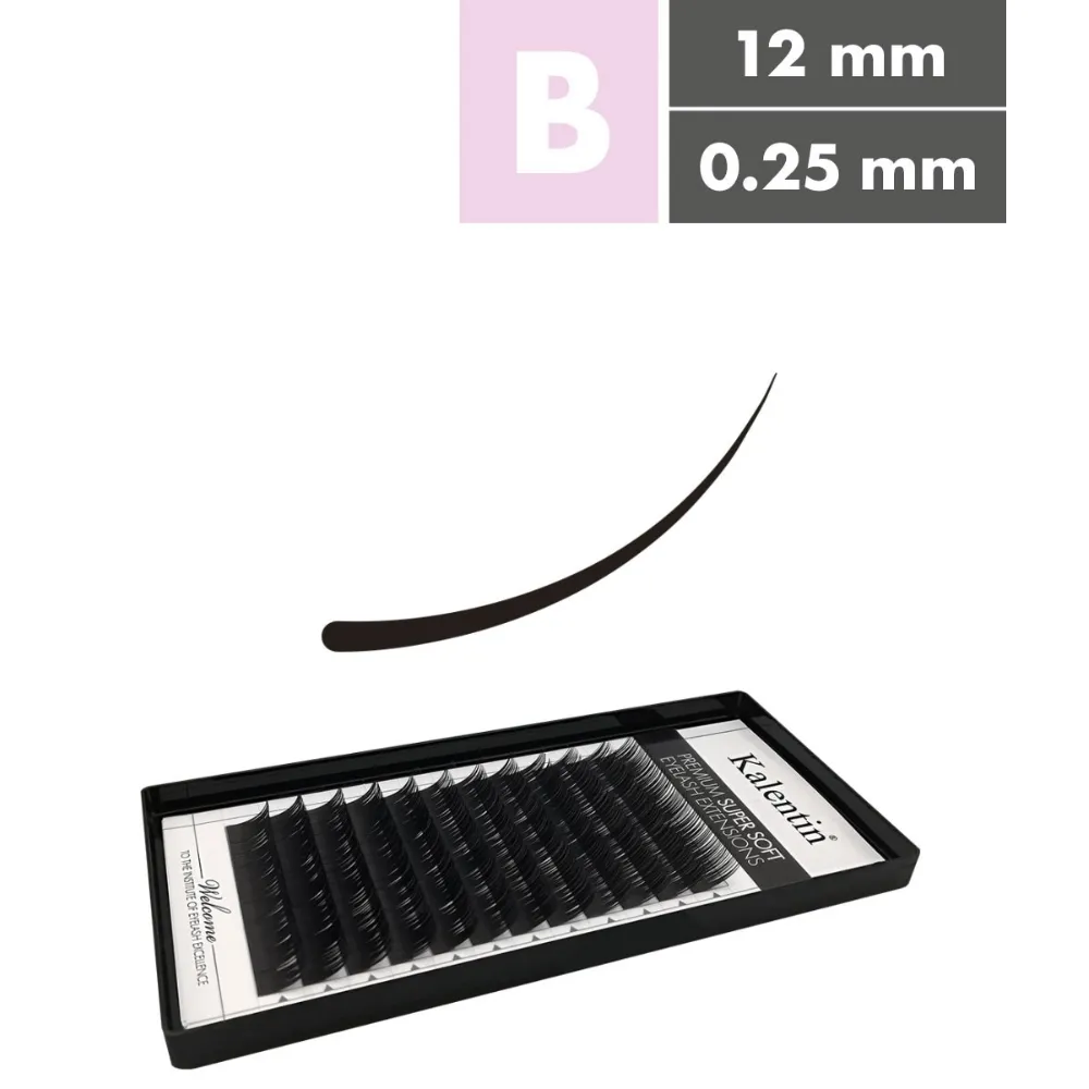 Kalentin Extensiones De Pestañas Clásicas Curva B 0,25 12mm